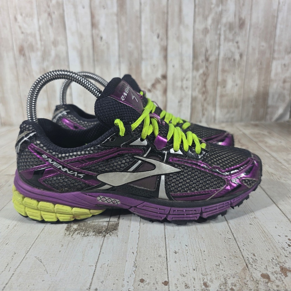 Brooks Ravenna 4 Womens Running Shoes Black Purple Neon Green Size 6.5